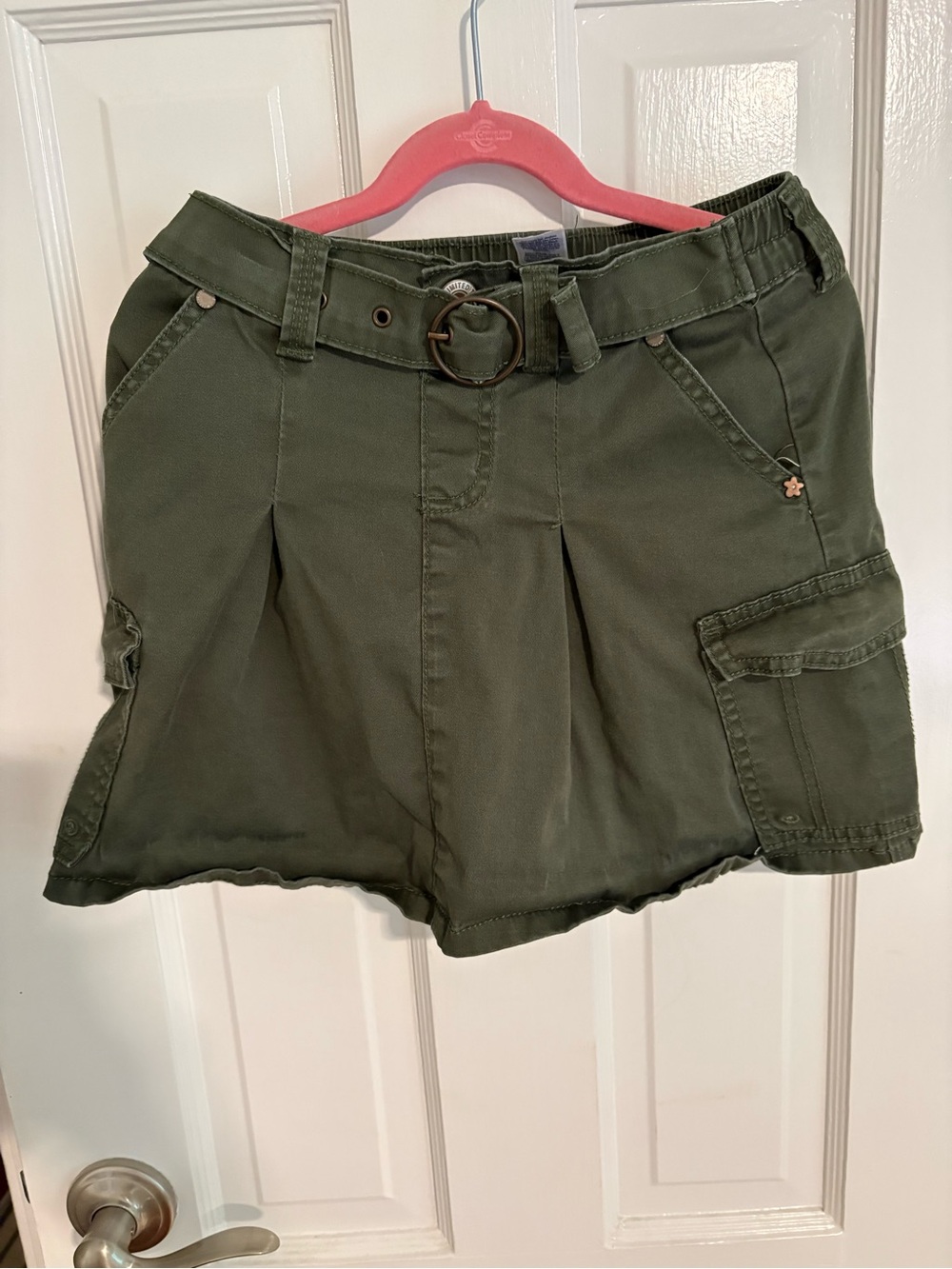 Girls Olive Green Cargo Skirt with Belt